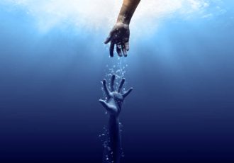 hand drown in the water looking for help